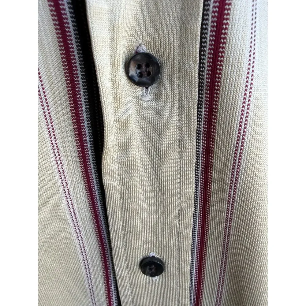 Vtg 70s Dayton’s Disco Shirt Men’s Red Gray Stripe Dagger Collar L USA 16-16.5 - Picture 4 of 11